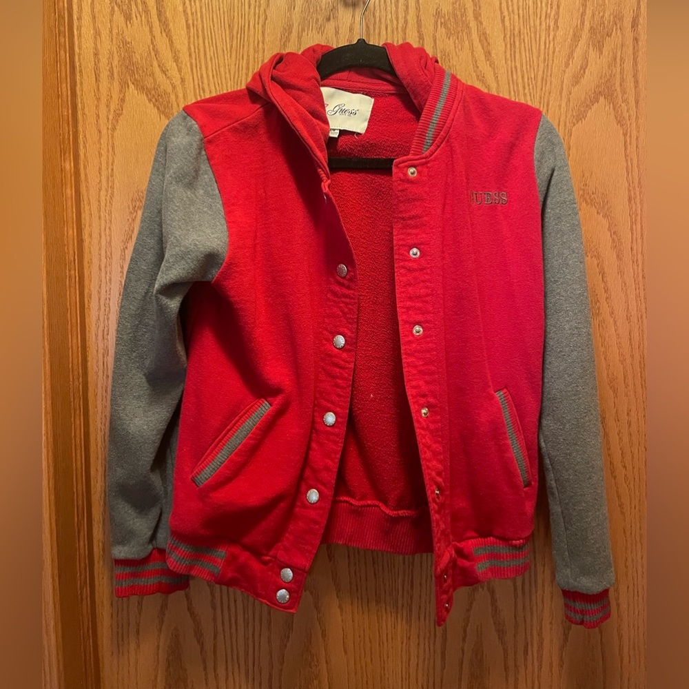 Guess Baseball Button Up Sweatshirt